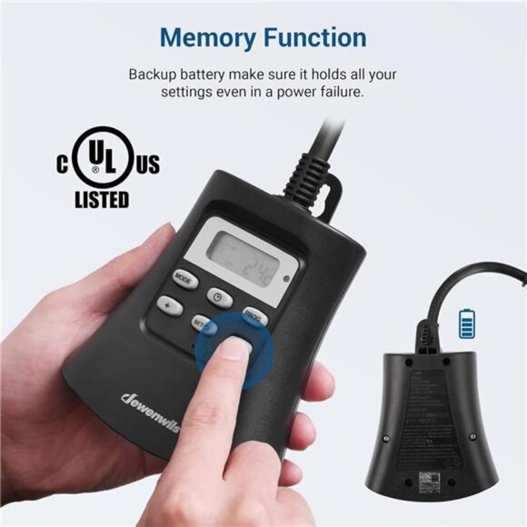 Outdoor Digital Timer for Lights,7Day Programmable Plug in Timer with 3 Grounded - Picture 6 of 7